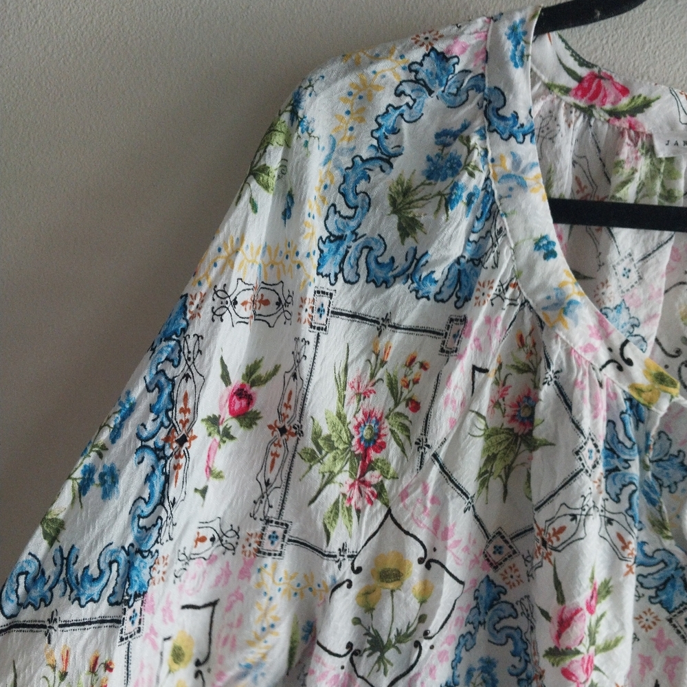 Jane + Delancey Multicolor Floral Patchwork Boho Long Sleeve Blouse - Picture 4 of 9